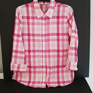 Pink long sleeve button down blouse
